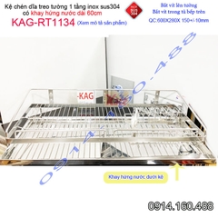 Kệ chén dĩa 1 tầng có khay hứng nước inox sus304 dài 6 tấc KAG-RT1134