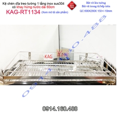 Kệ chén dĩa 1 tầng có khay hứng nước inox sus304 dài 6 tấc KAG-RT1134