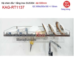 Kệ chén dĩa 1 tầng inox sus304 dài 6 tấc KAG-RT1137