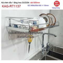 Kệ chén dĩa 1 tầng inox sus304 dài 6 tấc KAG-RT1137
