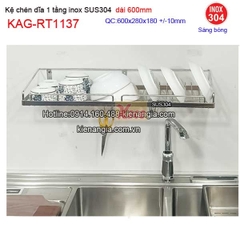 Kệ chén dĩa 1 tầng inox sus304 dài 6 tấc KAG-RT1137