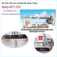 Kệ chén dĩa 2 tầng đa năng dao thớt KAG-RT1157
