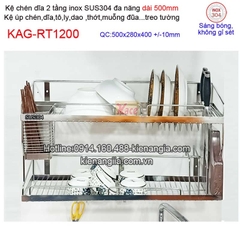 Kệ chén dĩa 2 tầng inox 304 bếp nhỏ KAG-RT1200