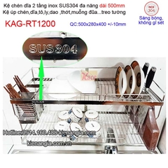 Kệ chén dĩa 2 tầng inox 304 bếp nhỏ KAG-RT1200