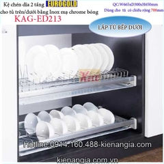 Kệ chén dĩa 2 tầng tủ bếp trên 700 EUROGOLD KAG-ED213