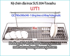 Kệ chén dĩa 70cm treo 1 tầng có khay hứng nước -Tovashu-U7T1