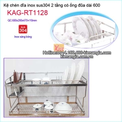 Kệ chén dĩa đa năng inox sus304 2 tầng dài 6 tấc KAG-RT1128