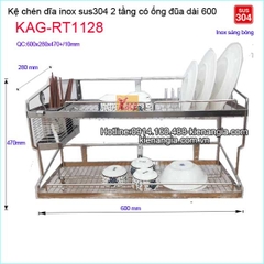 Kệ chén dĩa đa năng inox sus304 2 tầng dài 6 tấc KAG-RT1128