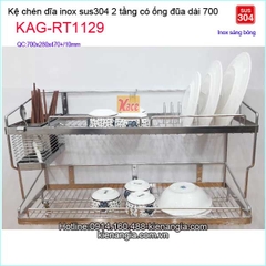 Kệ chén dĩa đa năng inox sus304 2 tầng dài 7 tấc KAG-RT1129