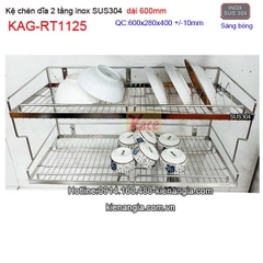 Kệ chén dĩa inox sus304 2 tầng dài 6 tấc KAG-RT1125