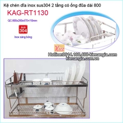 Kệ chén dĩa muỗng đũa inox sus304 2 tầng dài 8 tấc KAG-RT1130