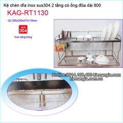 Kệ chén dĩa muỗng đũa inox sus304 2 tầng dài 8 tấc KAG-RT1130