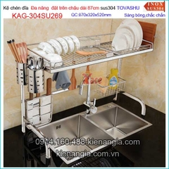 Kệ chén dĩa Tovashu đặt trên chậu rửa chén dài 87cm KAG-304SU269