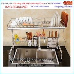 Kệ chén dĩa Tovashu đặt trên chậu rửa chén dài 87cm KAG-304SU269