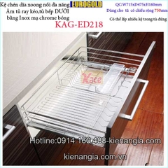 Kệ chén dĩa xoong nồi 750 EUROGOLD có ray kéo tủ bếp dưới KAG-ED218