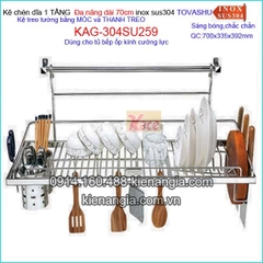 Kệ chén Tovashu 1 tầng đa năng móc treo tủ bếp kính cường lực 70cm KAG-304SU259