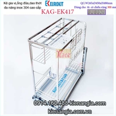 Kệ gia vị dao thớt đa năng âm tủ 30cm KAG-EK417, khuyến mãi phí lắp đặt trong TPHCM