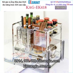 Kệ gia vị dao thớt đa năng âm tủ 35cm KAG-EK418, khuyến mãi phí lắp đặt trong TPHCM