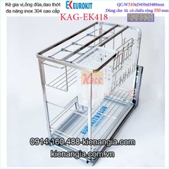 Kệ gia vị dao thớt đa năng âm tủ 35cm KAG-EK418, khuyến mãi phí lắp đặt trong TPHCM