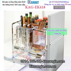 Kệ gia vị dao thớt đa năng âm tủ 35cm KAG-EK418, khuyến mãi phí lắp đặt trong TPHCM