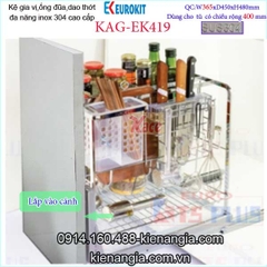 Kệ gia vị dao thớt đa năng âm tủ 40cm KAG-EK419, khuyến mãi phí lắp đặt trong TPHCM