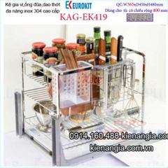 Kệ gia vị dao thớt đa năng âm tủ 40cm KAG-EK419, khuyến mãi phí lắp đặt trong TPHCM