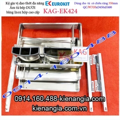 Kệ gia vị inox hộp âm tủ 35cm EUROKITS KAG-EK424, khuyến mãi phí lắp đặt TPHCM