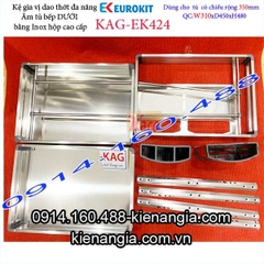 Kệ gia vị inox hộp âm tủ 35cm EUROKITS KAG-EK424, khuyến mãi phí lắp đặt TPHCM