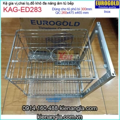 Kệ gia vị,chai lọ inox âm tủ 30cm EUROGOLD-KAG-ED283