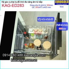 Kệ gia vị,chai lọ inox âm tủ 30cm EUROGOLD-KAG-ED283
