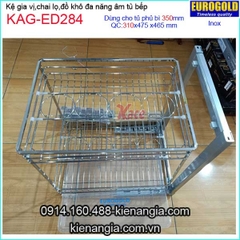 Kệ gia vị,chai lọ inox âm tủ 35cm EUROGOLD-KAG-ED284