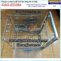 Kệ gia vị,chai lọ inox âm tủ 35cm EUROGOLD-KAG-ED284