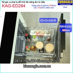 Kệ gia vị,chai lọ inox âm tủ 35cm EUROGOLD-KAG-ED284