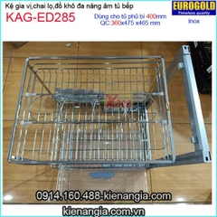 Kệ gia vị,chai lọ inox âm tủ 40cm -EUROGOLD-KAG-ED285