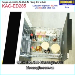 Kệ gia vị,chai lọ inox âm tủ 40cm -EUROGOLD-KAG-ED285