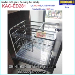 Kệ gia vị,dao thớt inox âm tủ 35cm EUROGOLD-KAG-ED281