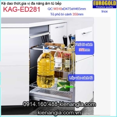 Kệ gia vị,dao thớt inox âm tủ 35cm EUROGOLD-KAG-ED281