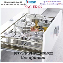 Kệ nồi, chén dĩa EUROKIT 90cm KAG-EK429, khuyến mãi phí lắp đặt TPHCM
