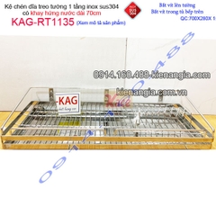 Kệ ráo chén dĩa 1 tầng có khay hứng nước inox sus304 dài 7 tấc KAG-RT1135