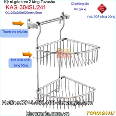 Kệ rổ lưới góc treo 2 tầng Tovashu KAG-SU241
