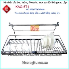 Kệ úp chén bát 60cm treo 1 tầng inox Tovashu KAG-6T1