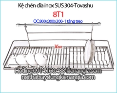 Kệ úp chén bát 80cm treo 1 tầng inox Tovashu KAG-8T1