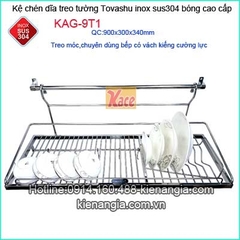 Kệ úp chén bát 90cm treo 1 tầng inox Tovashu KAG-9T1
