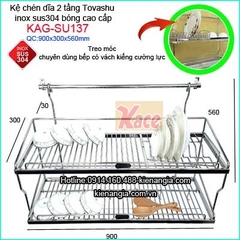 Kệ úp chén dài 90cm Tovashu cao cấp bếp kính cường lực KAG-SU137