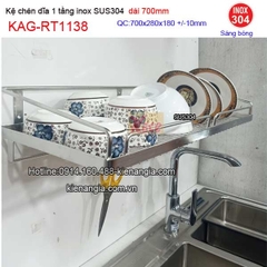 Kệ úp chén dĩa 1 tầng inox sus304 dài 7 tấc KAG-RT1138