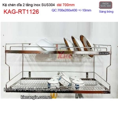 Kệ úp chén dĩa inox sus304 2 tầng dài 7 tấc KAG-RT1126