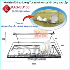 Kệ úp chén dĩa treo móc inox304 cao cấp Tovashu dài 60cm KAG-SU130