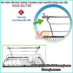 Kệ úp chén dĩa treo móc inox304 cao cấp Tovashu dài 60cm KAG-SU130