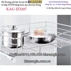 Kệ xoong nồi âm tủ có ray kéo 600 EUROGOLD KAG-ED207