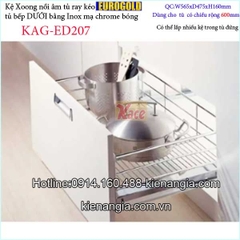 Kệ xoong nồi âm tủ có ray kéo 600 EUROGOLD KAG-ED207